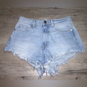 (Bin 7) BDG, Light Blue Frayed Jean Shorts, Size 26